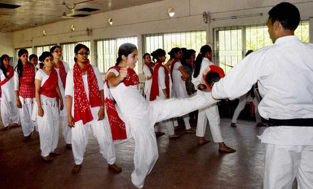 Self defence training being imparted to girls of class VI to XII from  Government Schools under Samagra Shiksha scheme